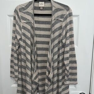 Knox Rose Cardigan with Gray & Cream Stripes. Women's Size L